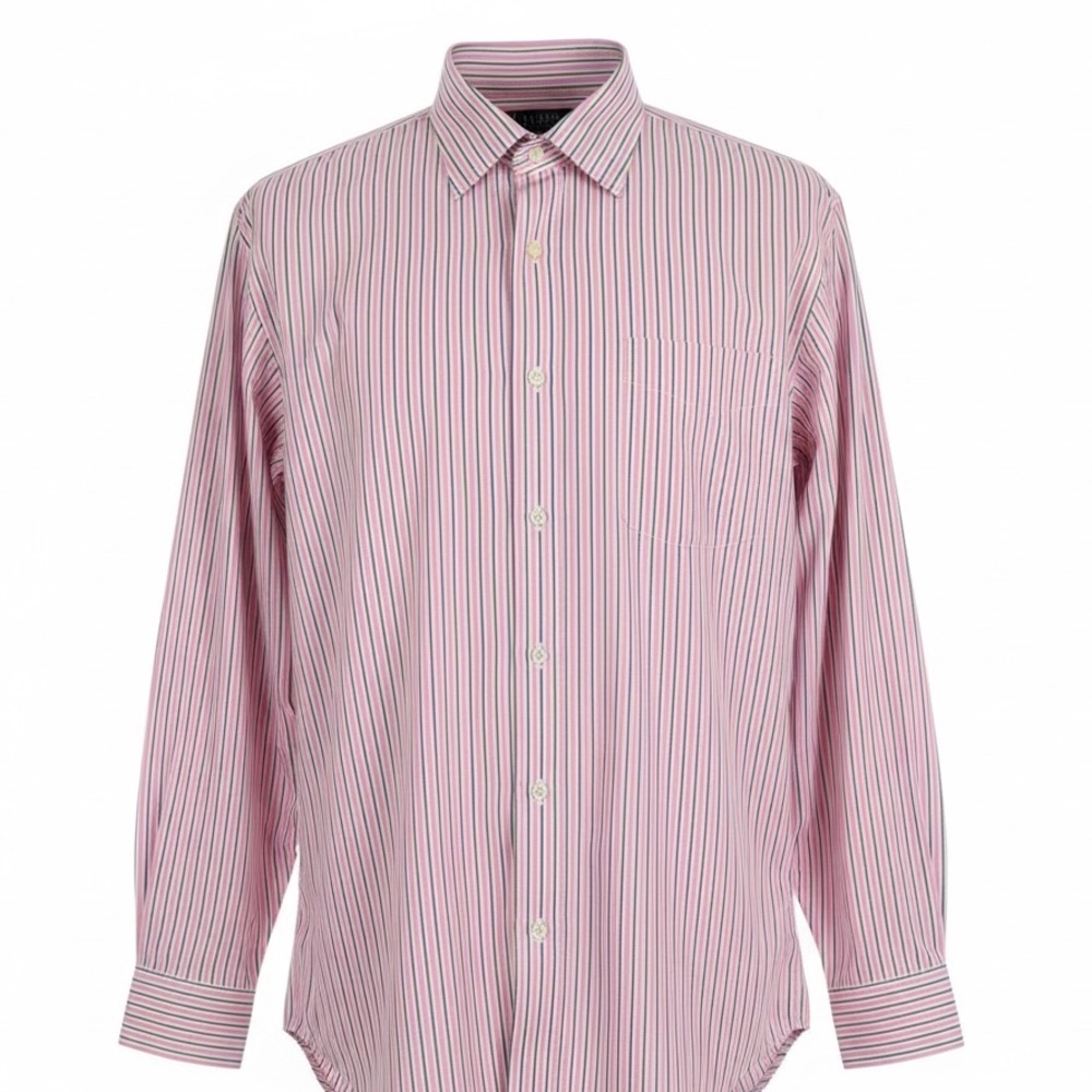 Lauren Ralph Lauren Men's XL
18 36/37 Blue/Pink Striped Button Down PREPPY - Picture 1 of 10